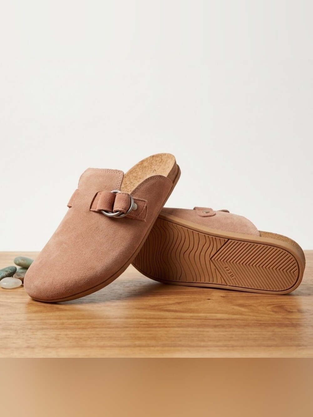 NEW! Reef Suede Slip-On Mule with Buckle in Dusty Rose Sz 9